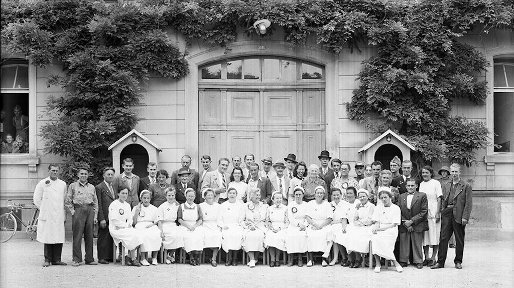 Hospitalisierte ehemalige Konzentrationslagerinsassen, Notspital in der Kaserne, Herisau, 1945, Fotograf: Werner Schoch