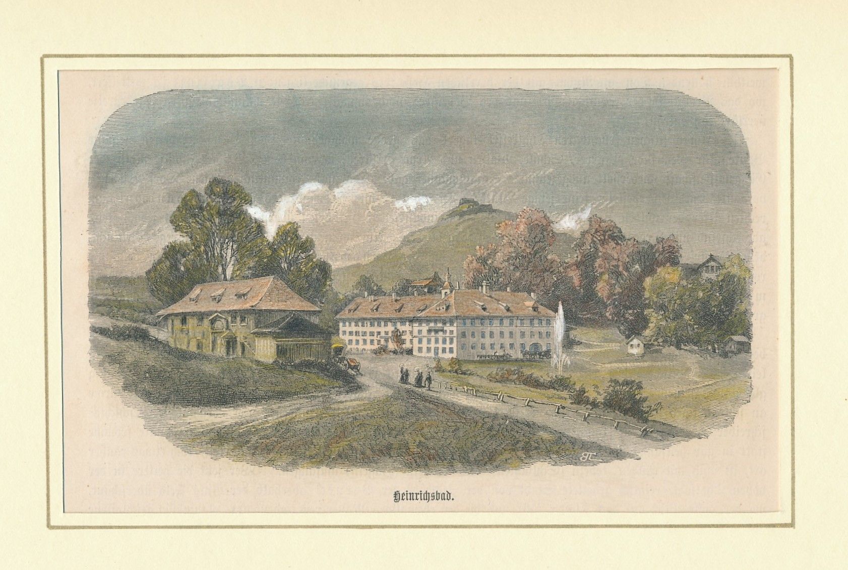 Kolorierter Holzstich Heinrichsbad, Edward Theodore Compton 1883