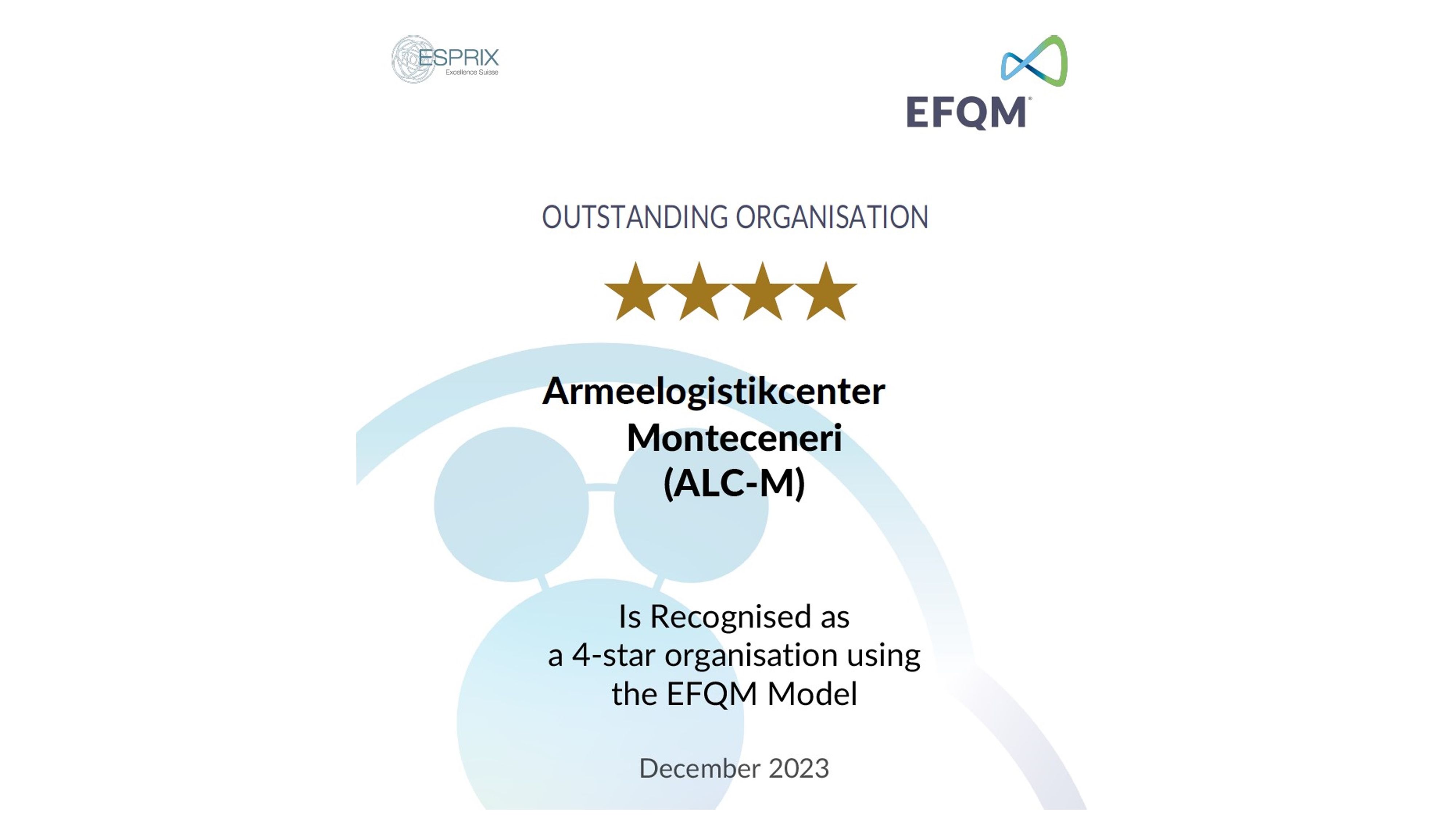 Ricognised for Excellence EFQM