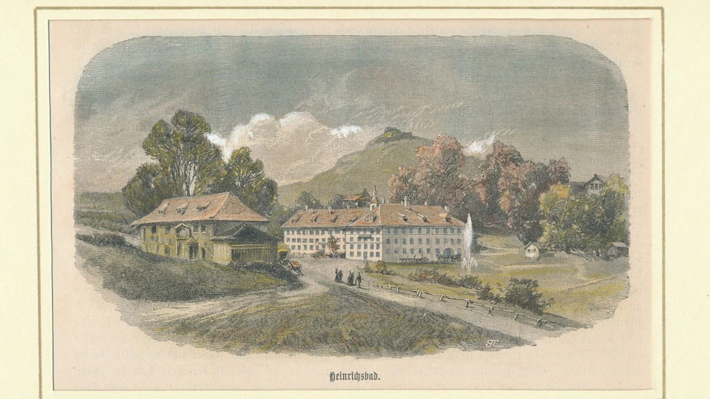 Kolorierter Holzstich Heinrichsbad, Edward Theodore Compton 1883