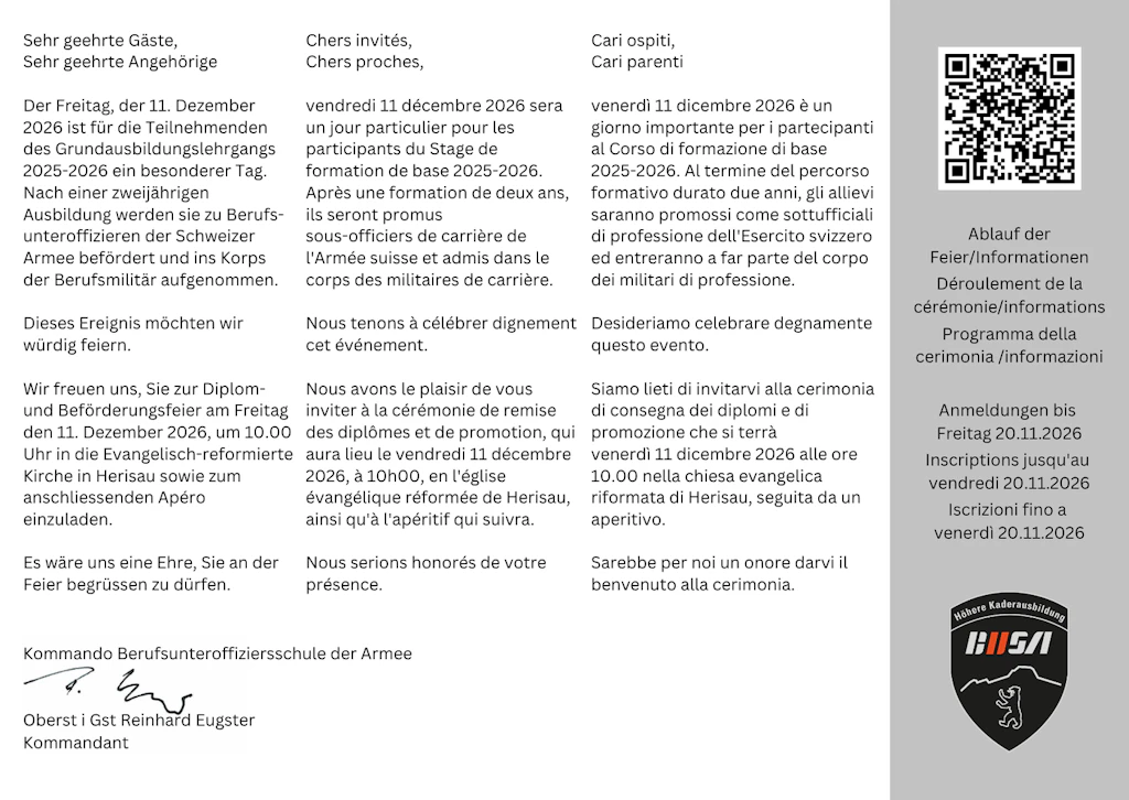 Einladung Beförderungsfeier 2026