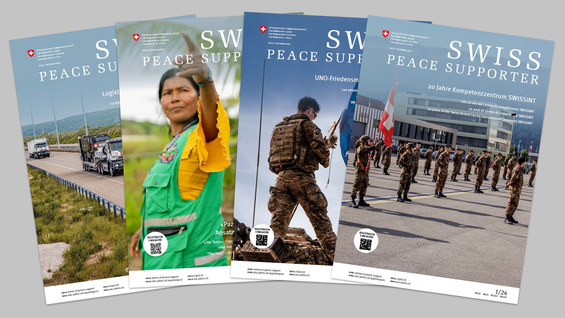 Interessieren Sie sich für aktuelle Themen der militärischen und zivilen Friedensförderung? Im Swiss Peace Supporter erfahren Sie aus erster Hand von weltweit im Einsatz stehenden Peacekeepern, welche Aufgaben und Herausforderungen sich ihnen im Feld stellen. Weiter rücken Expertinnen und Experten unterschiedliche Themen in den Fokus, die einen Zusammenhang zur Friedensförderung aufweisen, und Berichte informieren unter anderem über Rekrutierung, Ausbildungskurse und eingesetzte Mittel.