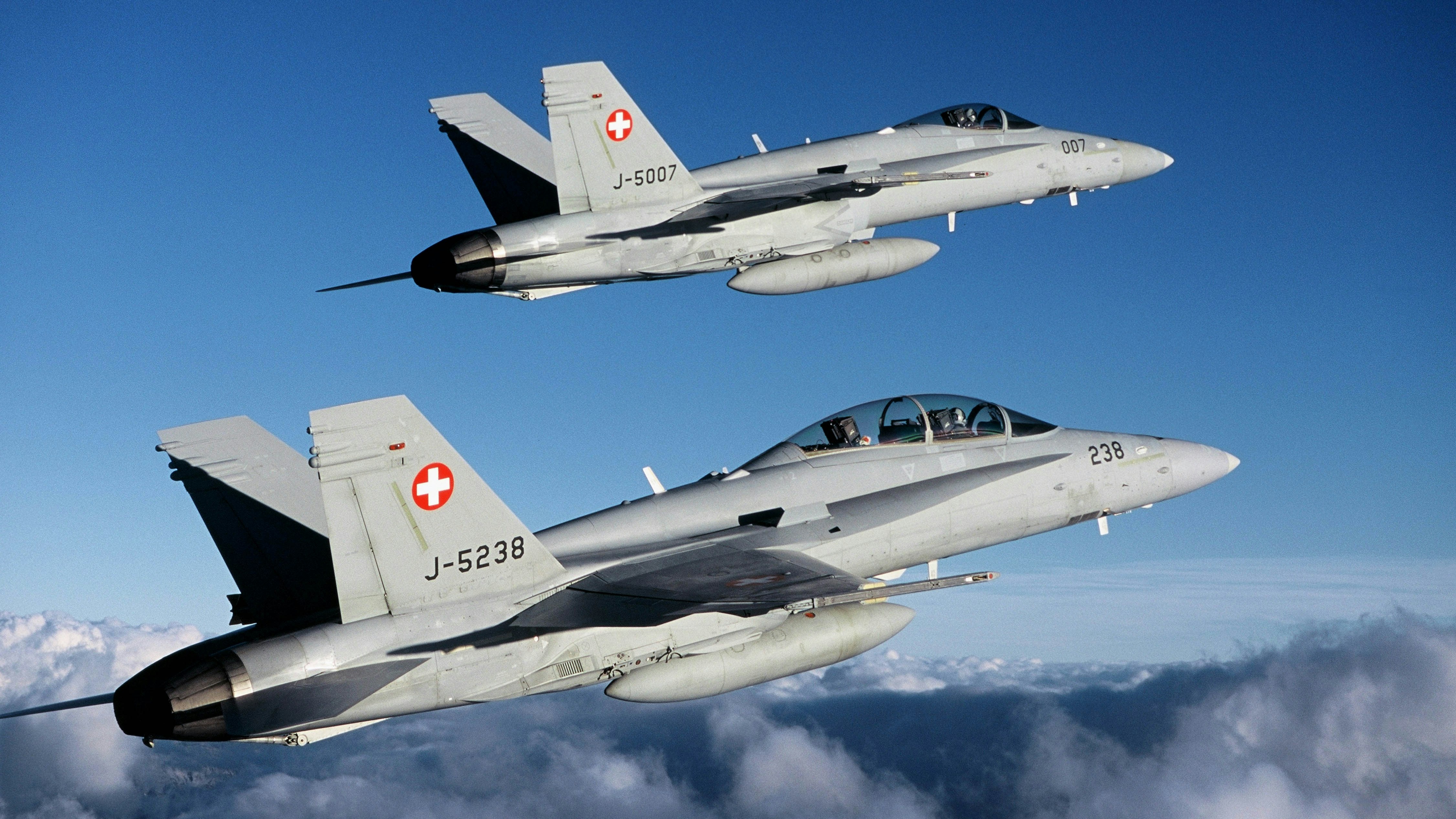 1 F/A-18C und 1 F/A-DLetzter Staffelflug Jamie und D‰hli    LW Kalender 2006