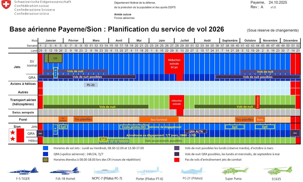 Planification du service de vol 2026