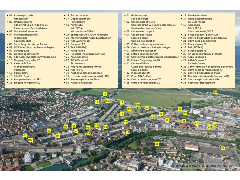 Mappa panoramica della piazza d'armi di Thun 2024